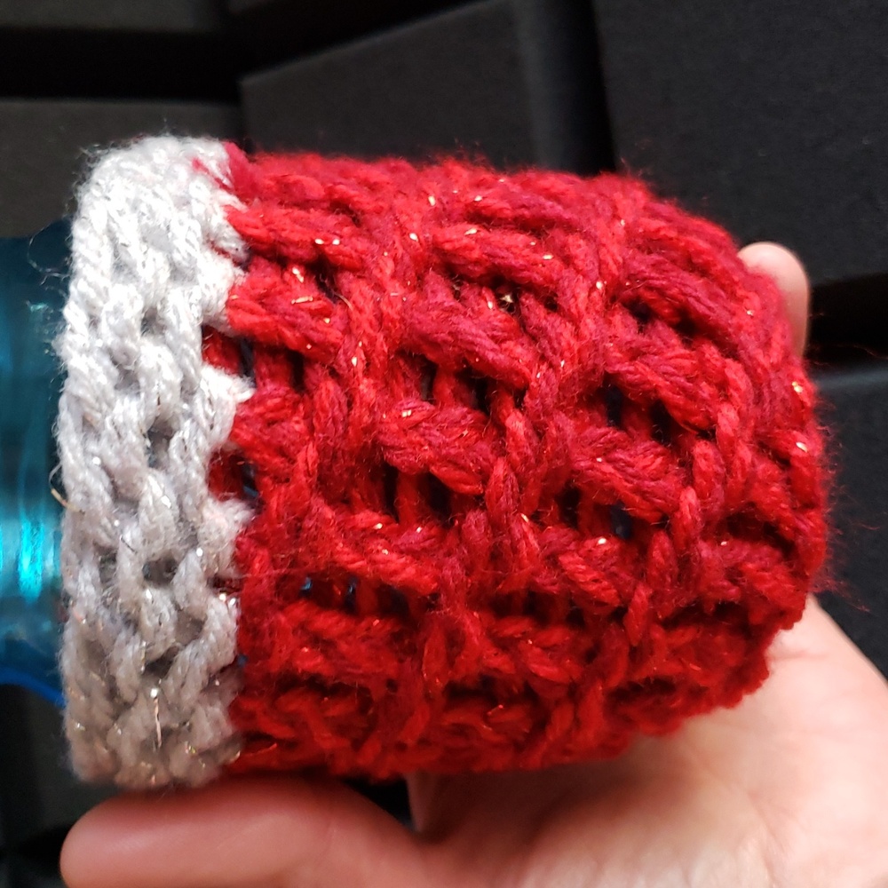 SALE Handmade Sparkly knit can or jar koozie or cozie
